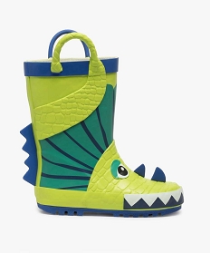 GEMO Bottes de pluie garçon à anses motif dinosaure en relief vert standard