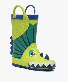 bottes de pluie garcon a anses motif dinosaure en relief vertA076801_2