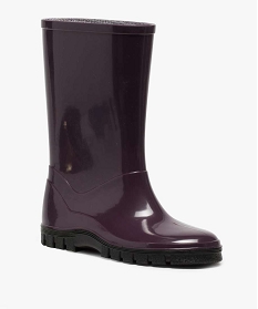 bottes de pluie fille unies a semelle crantee contrastante violet bottes de pluie et apres-skiA077201_2
