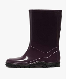 bottes de pluie fille unies a semelle crantee contrastante violet bottes de pluie et apres-skiA077201_3