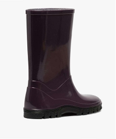bottes de pluie fille unies a semelle crantee contrastante violet bottes de pluie et apres-skiA077201_4