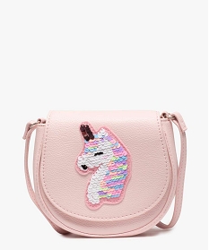 GEMO Sac fille avec rabat à motif licorne en sequins réversibles rose standard