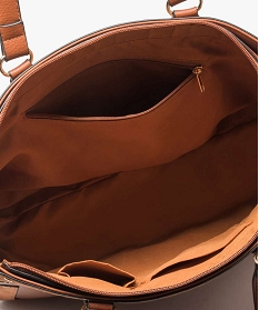 sac femme bi-matieres porte main avec pompon brun sacs a mainA088101_3