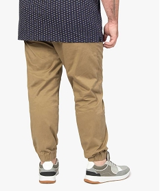 pantalon homme en toile avec taille et bas elastiques beigeA096601_3