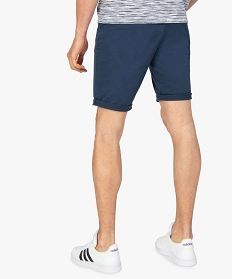 bermuda homme en toile extensible 5 poches coupe chino bleu shorts et bermudasA097801_3