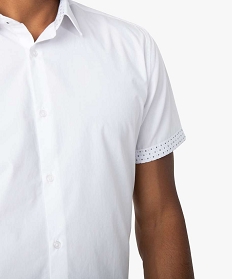 chemise homme a manches courtes avec bords fantaisie blanc chemise manches courtesA098501_2