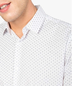 chemise homme a micro motifs coupe slim - repassage facile blancA099201_2