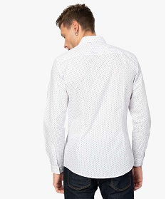 chemise homme a micro motifs coupe slim - repassage facile blanc chemise manches longuesA099201_3