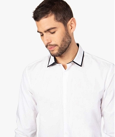 chemise homme a col bicolore coupe slim blancA099501_2