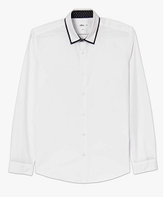 chemise homme a col bicolore coupe slim blanc chemise manches longuesA099501_4