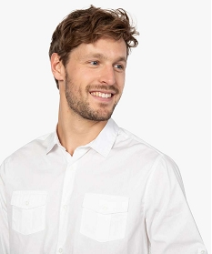 chemise homme en coton stretch a poches poitrine blancA099901_2