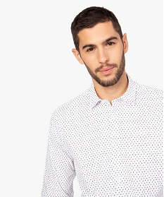 chemise homme coupe regular a micro-motifs blanc chemise manches longuesA100001_2
