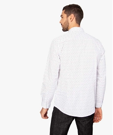 chemise homme coupe regular a micro-motifs blanc chemise manches longuesA100001_3
