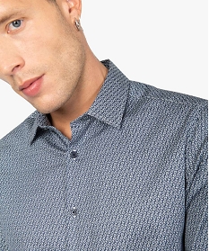 chemise homme imprimee coupe slim imprime chemise manches longuesA101001_2