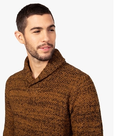 pull homme a col chale contenant du polyester recycle brun pullsA108001_2