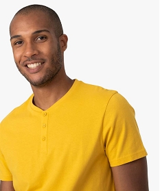 tee-shirt homme col tunisien 100 coton biologique jaune tee-shirtsA111401_2