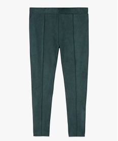 pantalon femme en toile extensible au toucher suedine vert leggings et jeggingsA114701_1