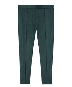 pantalon femme en toile extensible au toucher suedine vert leggings et jeggingsA114701_4
