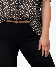 pantalon femme coupe slim longueur 78eme avec ceinture noir pantalons et jeansA117401_2