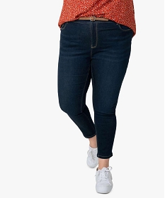 pantalon femme coupe slim longueur 78eme avec ceinture gris pantalons et jeansA117501_1