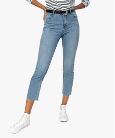 jean femme regular taille haute a bords francs gris pantalons jeans et leggingsA117701_1