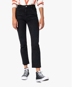 jean femme regular taille haute a bords francs noir pantalons jeans et leggingsA117801_1
