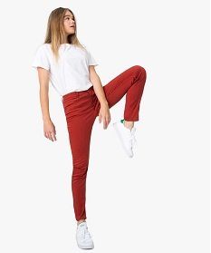 pantalon femme coupe slim en toile extensible rouge pantalonsA119701_1