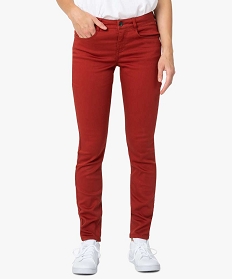 pantalon femme coupe slim en toile extensible rouge pantalonsA119701_2
