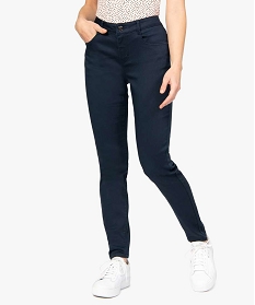 GEMO Pantalon femme coupe slim en toile extensible Bleu