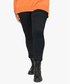GEMO Pantalon femme grande taille coupe slim en toile extensible Noir