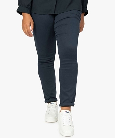 GEMO Pantalon femme grande taille coupe slim en toile extensible Bleu