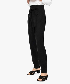 pantalon femme coupe carotte taille haute noirA122001_1