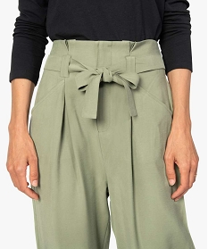 pantalon femme coupe carotte taille haute vert pantalonsA122101_2