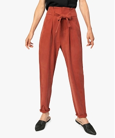 pantalon femme coupe carotte taille haute rouge pantalonsA122301_1