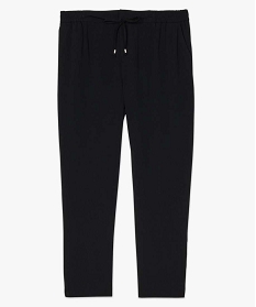 pantalon femme en toile avec ceinture elastiquee noirA122801_1