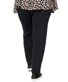 pantalon femme en toile avec ceinture elastiquee noirA122801_3