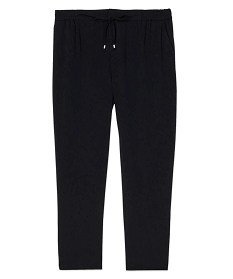 pantalon femme en toile avec ceinture elastiquee noir pantalons et jeansA122801_4