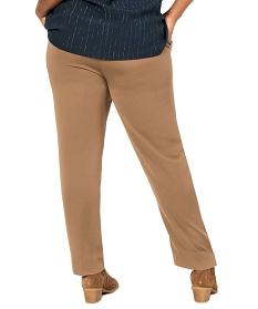 pantalon femme en toile avec ceinture elastiquee orangeA122901_3