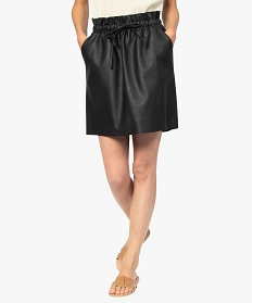 jupe femme en matiere texturee avec taille froncee noir jupesA124201_1
