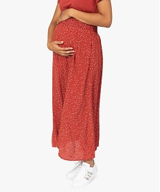 jupe de grossesse longue imprimee avec taille smockee brunA124801_1