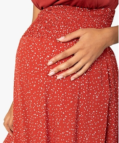 jupe de grossesse longue imprimee avec taille smockee brunA124801_2
