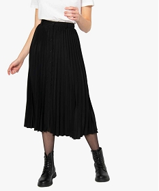 jupe femme longue plissee et boutonnee noir jupesA125001_1
