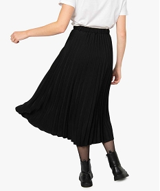 jupe femme longue, plissee et boutonnee noirA125001_3