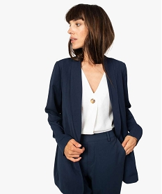 veste femme sans fermeture avec grand col bleu vestesA125301_1