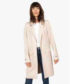 veste femme longue avec finitions bord-franc beigeA126201_1
