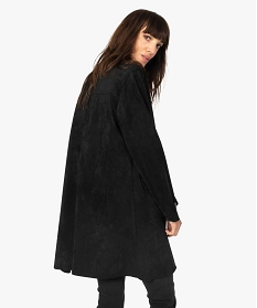 veste femme longue avec finitions bord-franc noirA126301_3