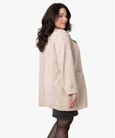 manteau femme en suedine avec boutons metalliques beigeA126801_3