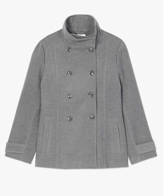 manteau court femme avec col montant et fermeture boutons gris vestes et manteauxA127801_4