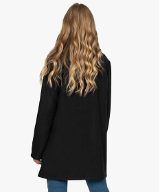 manteau court femme en matiere extensible et grand col noirA128001_3