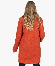 manteau femme mi-long en maille bouclette orange manteauxA128301_3